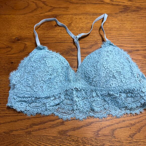 Aerie Blue Lace Wireless Longline Bralette Women's Size Small w/ Foam Padding - Picture 1 of 8